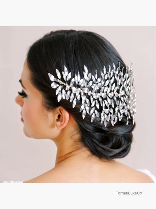 Handmade Rhinestone Bridal Headpiece Silver Hair Accessory Wedding Crown main image 6